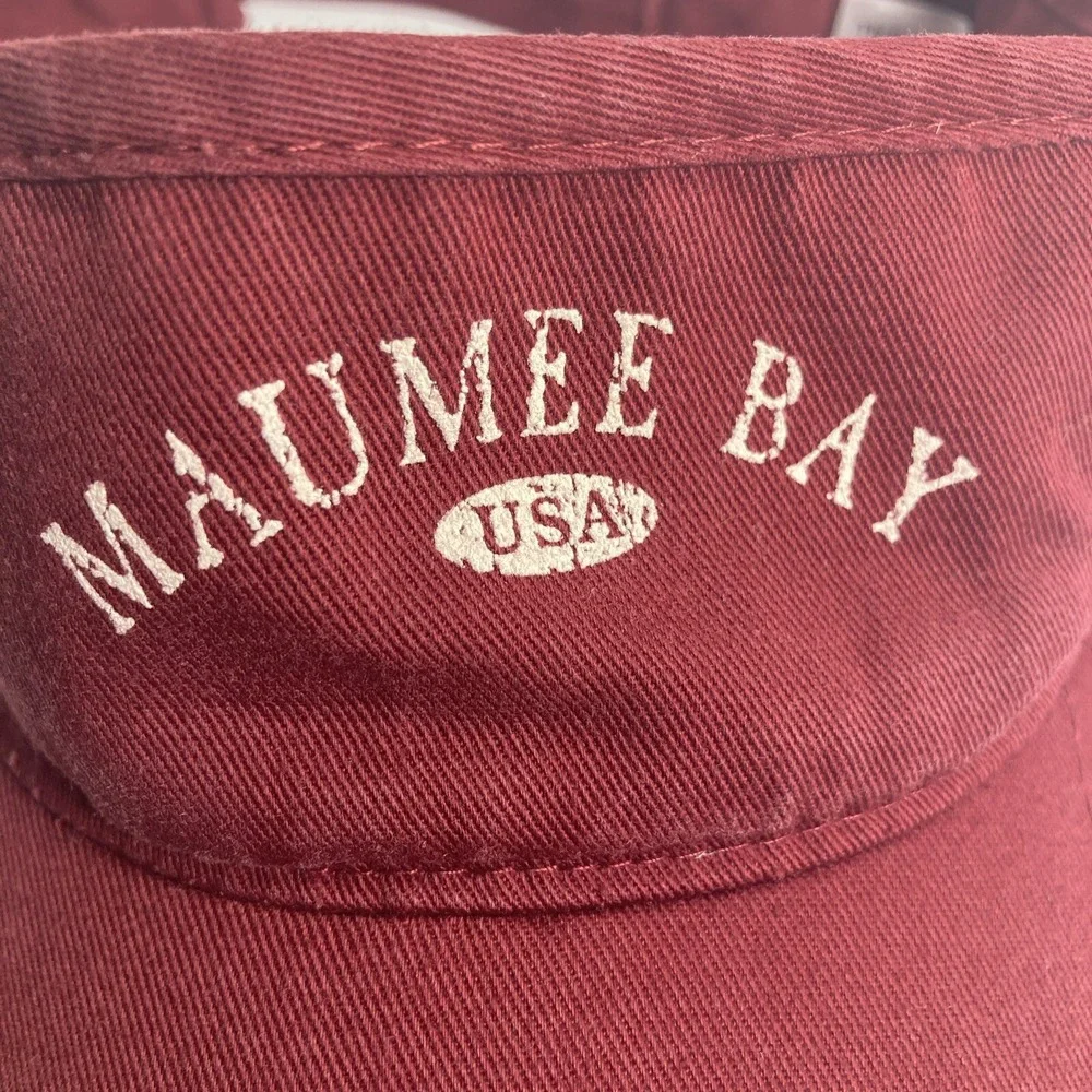 Maumee Bay USA Hat Visor Adjustable Maroon‎ Golf Vacation Tourist 100% Cotton